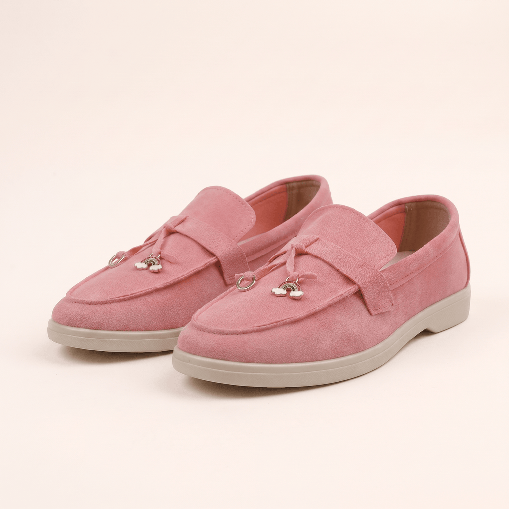 Women's Suede Penny Loafers with Gold Detail