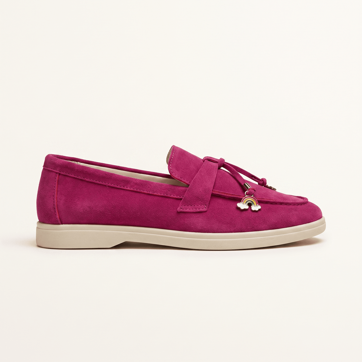 Women's Suede Penny Loafers with Gold Detail
