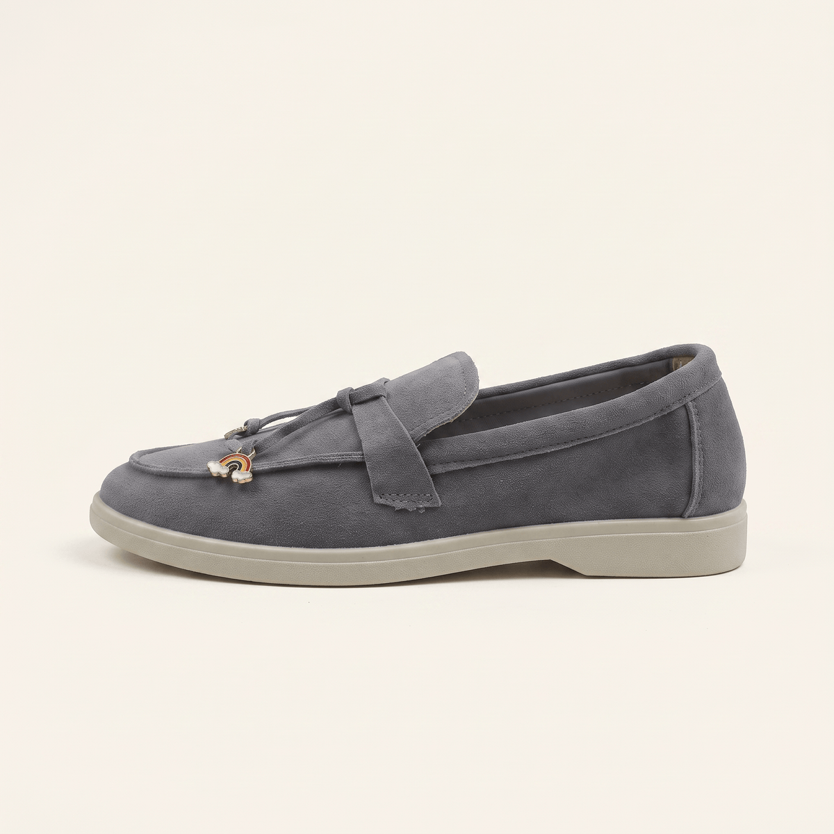 Women's Suede Penny Loafers with Gold Detail