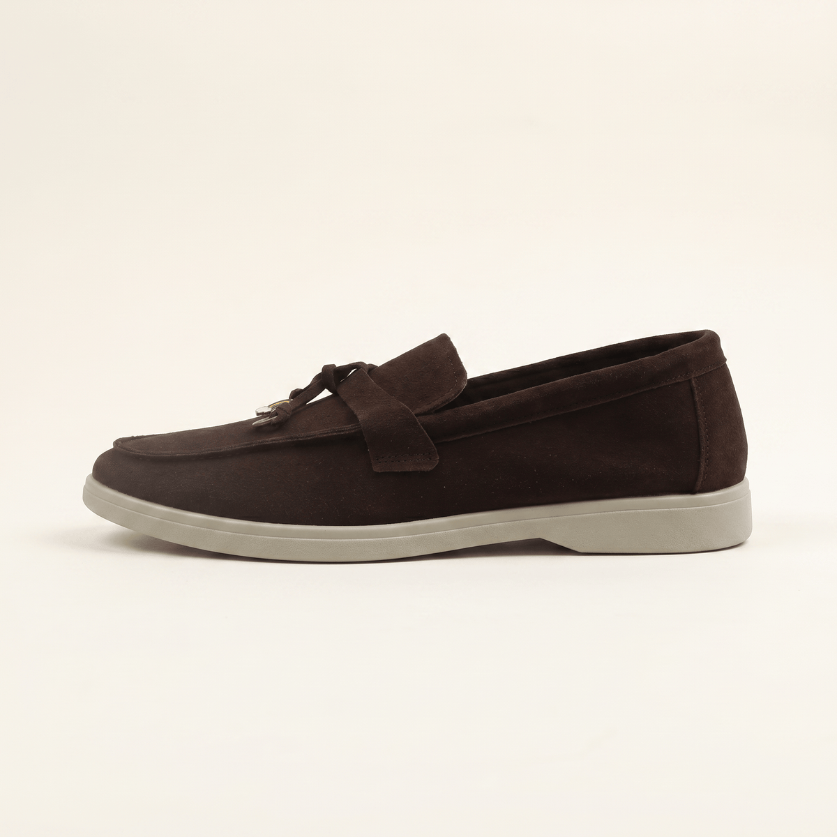 Women's Suede Penny Loafers with Gold Detail