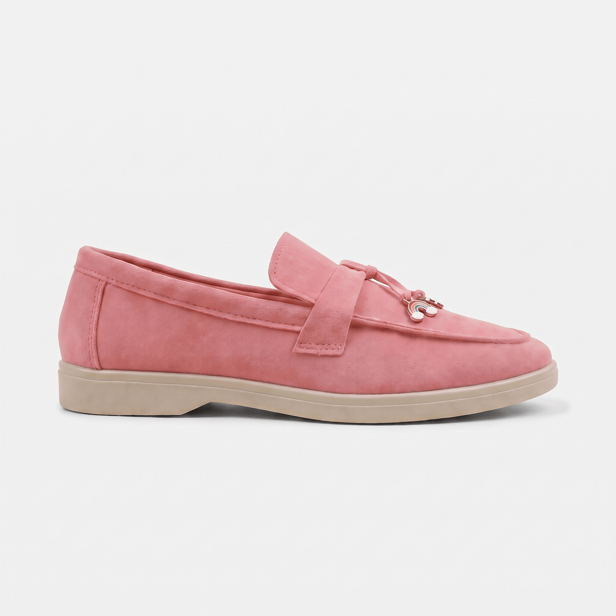 Women's Suede Penny Loafers with Gold Detail