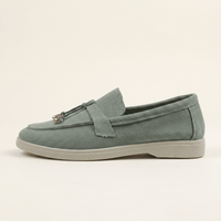 Women's Suede Penny Loafers with Gold Detail