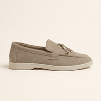 Women's Suede Penny Loafers with Gold Detail