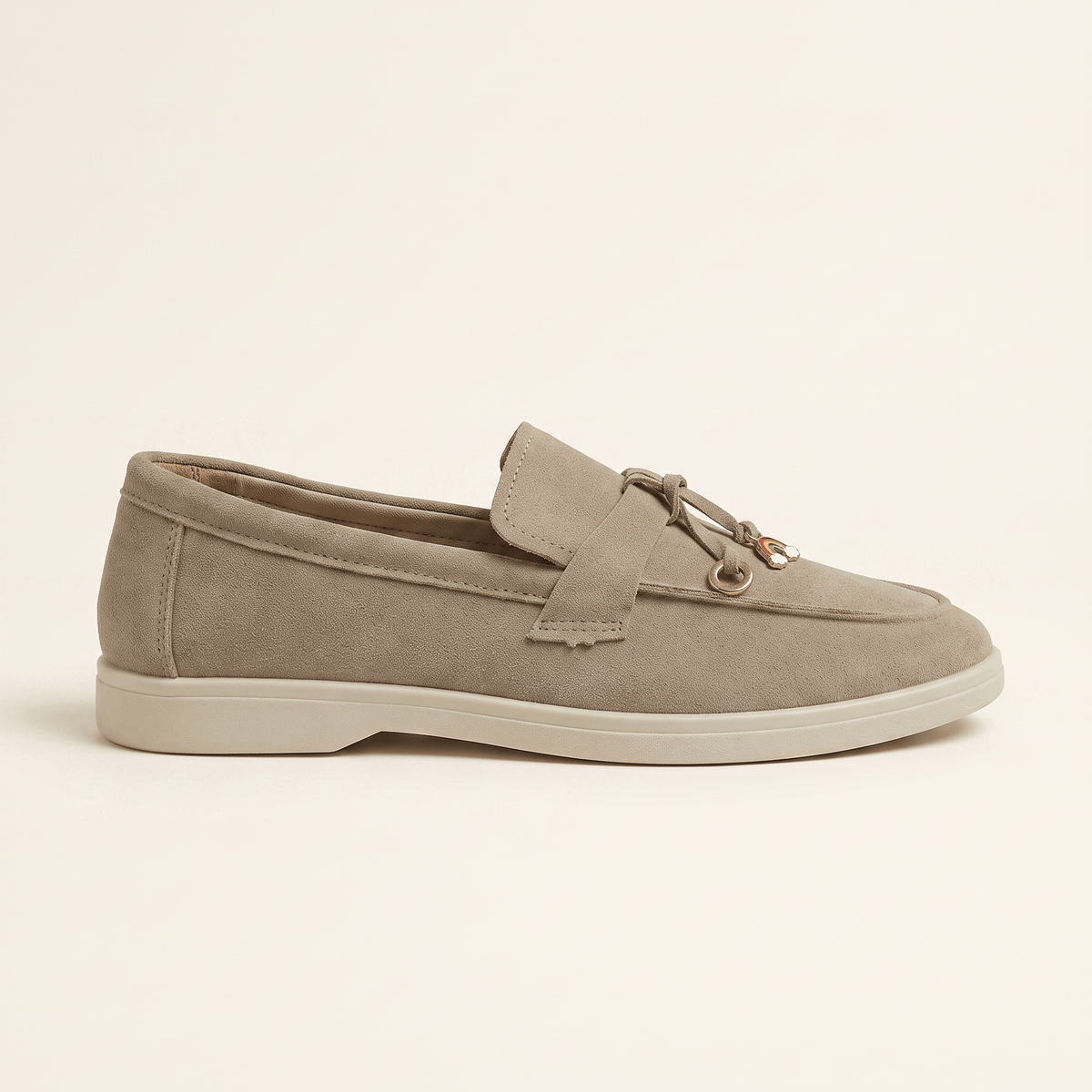 Women's Suede Penny Loafers with Gold Detail