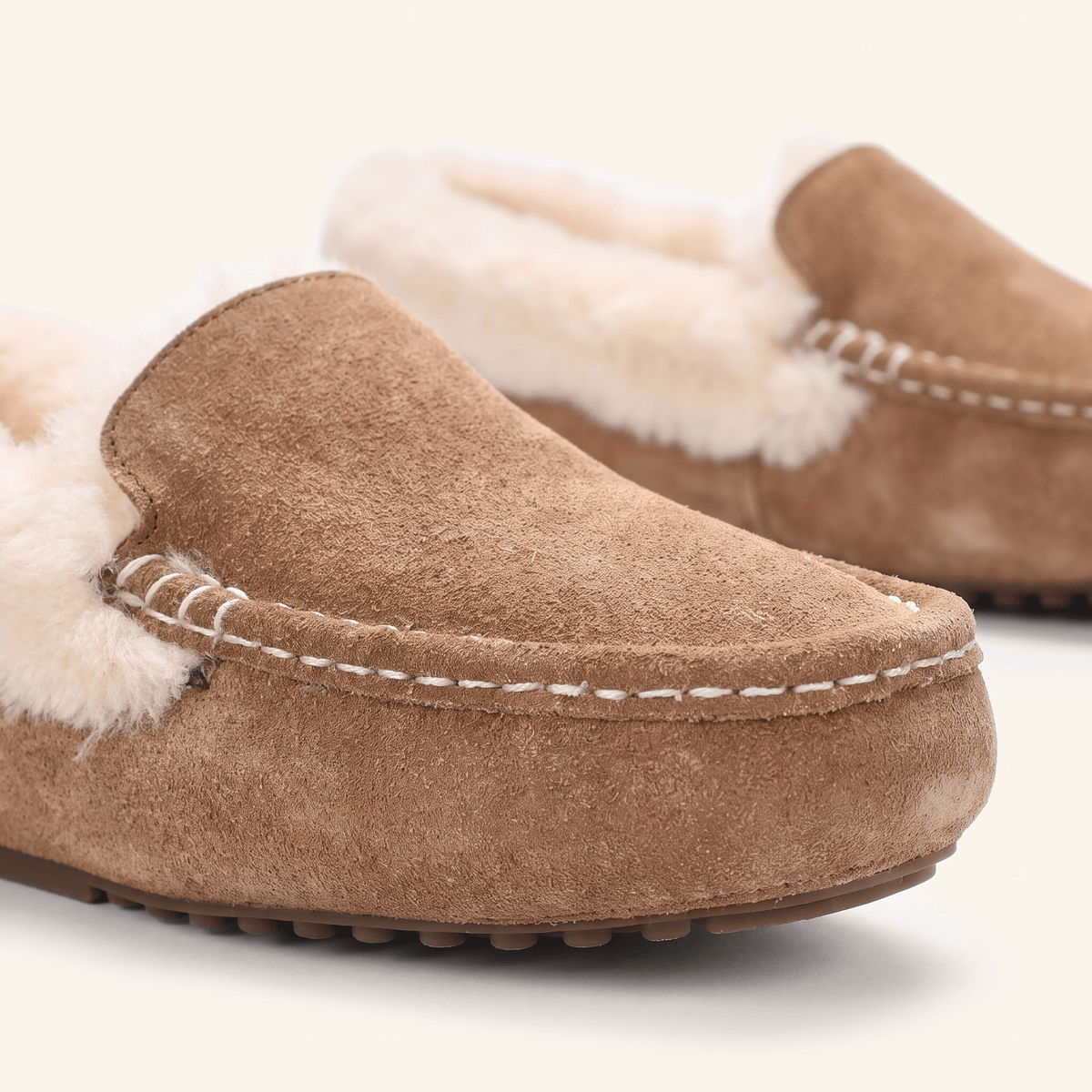 Women's Cozy Fur-Lined Suede Loafer Slippers