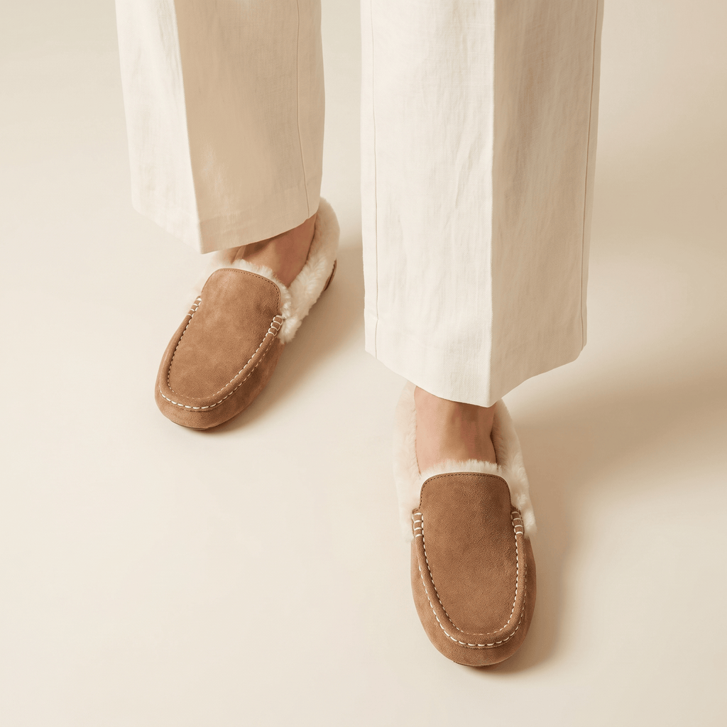 Women's Cozy Fur-Lined Suede Loafer Slippers