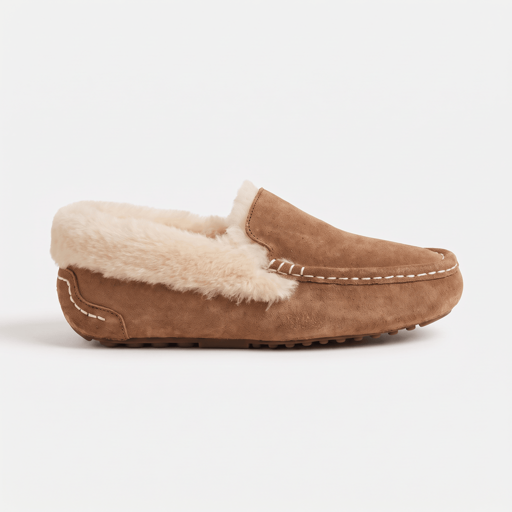 Women's Cozy Fur-Lined Suede Loafer Slippers
